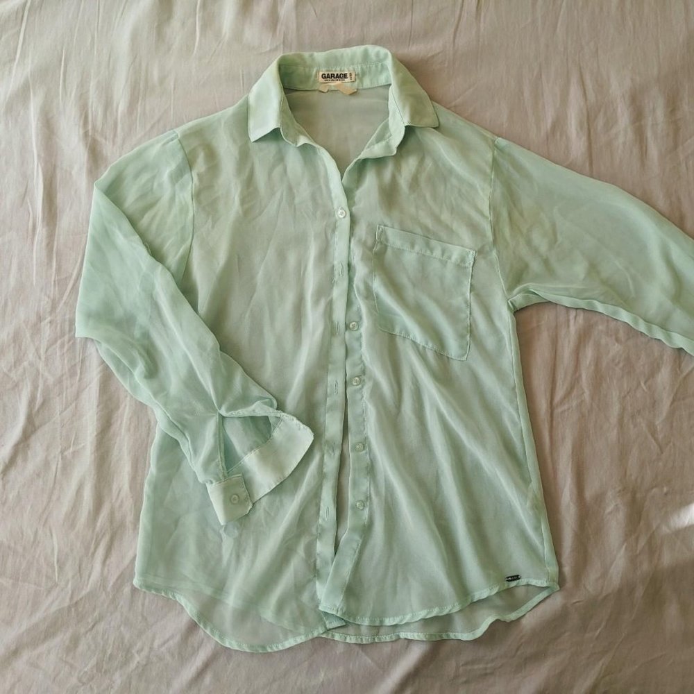 garage sheer turquoise shirt size XS